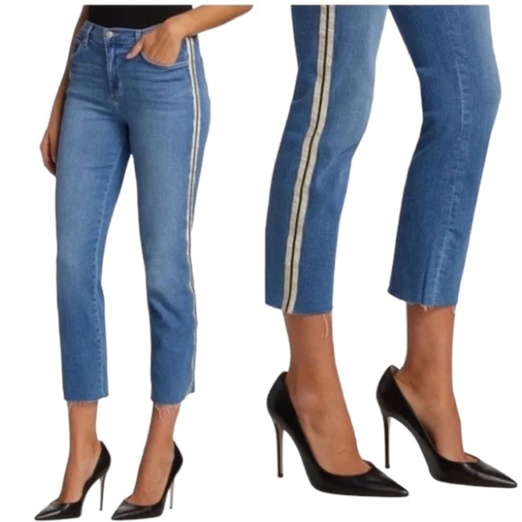 NWT L'Agence Sada High Rise Cropped Slim Blue Jeans 25 tuxedo crop high waist - Picture 1 of 16